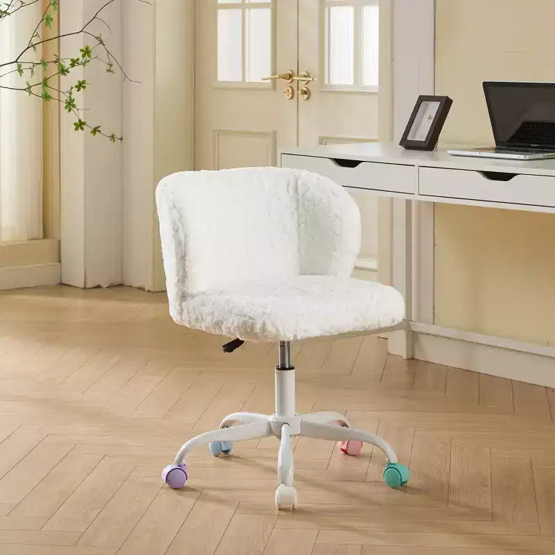 Chaise de Bureau en Velours, Chaise de Bureau avec Base en Métal Doré, Chaise Pivotante à Hauteur Réglable pour Bureau, Maison