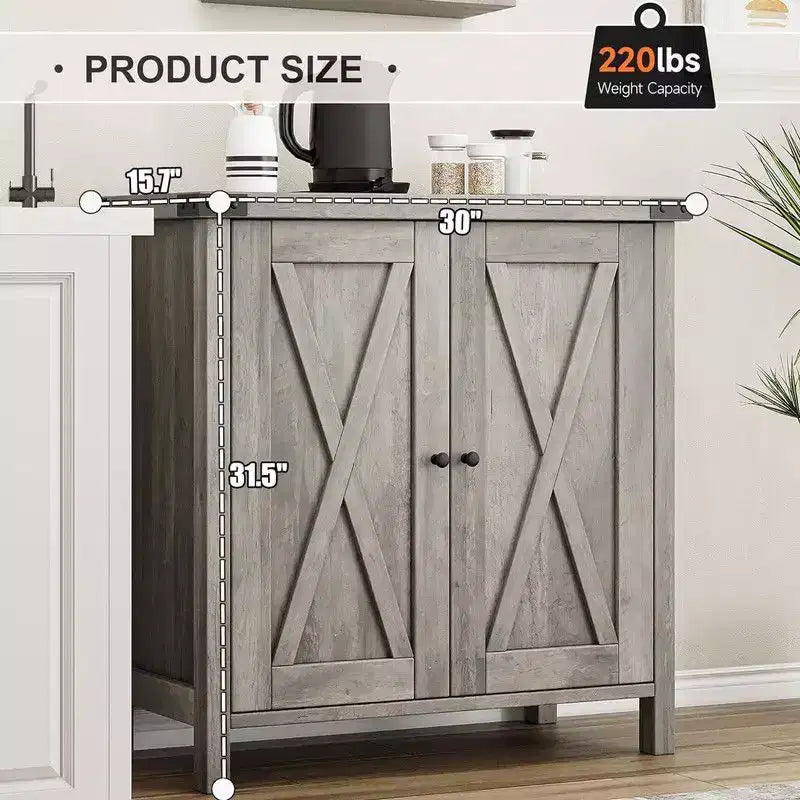 Meuble de rangement de ferme 15,7 x 30 x 31,5, Buffet avec 2 portes et étagères réglables