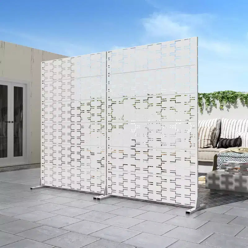 Écrans et panneaux d'intimité avec support autoportant blanc pour balcon, patio, jardin, séparateur de pièce extérieur