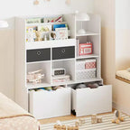 GustoWave Toy Storage Organizer 47.8 Kids Bookshelf with Drawers, Modern Wooden Bookcase with Cubbies and Floor Storage Cabinet, Toy Chest