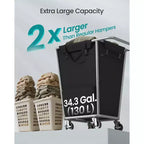 Panier à Linge sur Roues, Sac Amovible, Cadre en Acier, 130 L (34,3 Gallons)