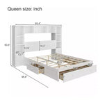 Lit plate-forme Polly Queen Size en pin avec tables de chevet et étagère de rangement