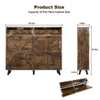 Meuble à chaussures, organisateur de chaussures de style ferme avec 4 tiroirs basculants et rangement ouvert, étagère à chaussures étroite et autonome pour entrée, couloir