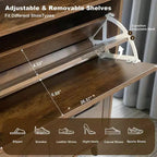 Meuble à chaussures, organisateur de chaussures de style ferme avec 4 tiroirs basculants et rangement ouvert, étagère à chaussures étroite et autonome pour entrée, couloir
