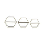 Étagères murales hexagonales modernes pour la décoration intérieure - Rangement en bois avec cadre en métal pour l'affichage de bureau - Ensemble de 3, 22, 21, 19