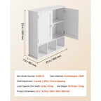 Meuble haut de salle de bain, 2 portes et étagère réglable, armoire à pharmacie murale à fixer au-dessus des toilettes, blanc