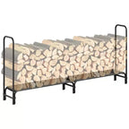 Black Heavy-Duty Firewood Rackfor Indoor/Outdoor Wood Storage