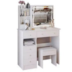 Coiffeuse avec miroir lumineux et tabouret, petite taille, cadeau de Noël, blanc