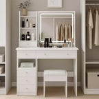 Coiffeuse avec miroir lumineux et tabouret, petite taille, cadeau de Noël, blanc