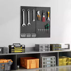 Panneaux de Pegboard Métal, 24 x 12 Pegboard, 2 Panneaux, Organisateur Mural Robuste en Acier, Noir