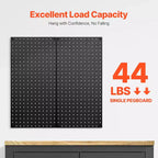 Panneaux de Pegboard Métal, 24 x 12 Pegboard, 2 Panneaux, Organisateur Mural Robuste en Acier, Noir