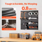 Panneaux de Pegboard Métal, 24 x 12 Pegboard, 2 Panneaux, Organisateur Mural Robuste en Acier, Noir