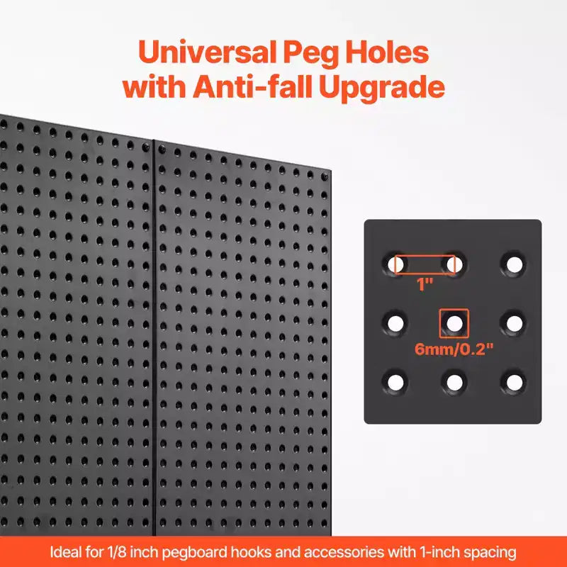 Panneaux de Pegboard Métal, 24 x 12 Pegboard, 2 Panneaux, Organisateur Mural Robuste en Acier, Noir