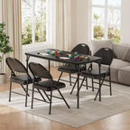 Table pliante 47", table de jeu portable robuste avec plateau en cuir PU et pieds en métal, aucun assemblage requis, utilisation intérieure et extérieure, table uniquement
