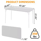 Table pliante 47", table de jeu portable robuste avec plateau en cuir PU et pieds en métal, aucun assemblage requis, utilisation intérieure et extérieure, table uniquement