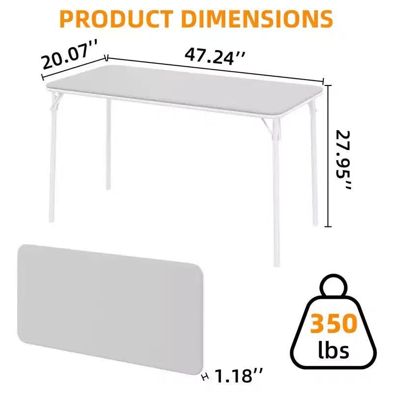 Table pliante 47", table de jeu portable robuste avec plateau en cuir PU et pieds en métal, aucun assemblage requis, utilisation intérieure et extérieure, table uniquement