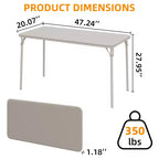 Table pliante 47", table de jeu portable robuste avec plateau en cuir PU et pieds en métal, aucun assemblage requis, utilisation intérieure et extérieure, table uniquement