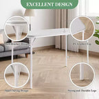 Table pliante 47", table de jeu portable robuste avec plateau en cuir PU et pieds en métal, aucun assemblage requis, utilisation intérieure et extérieure, table uniquement