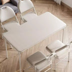 Table pliante 47", table de jeu portable robuste avec plateau en cuir PU et pieds en métal, aucun assemblage requis, utilisation intérieure et extérieure, table uniquement