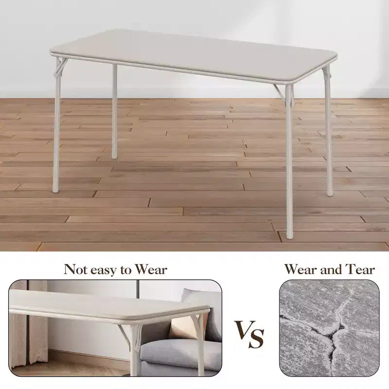Table pliante 47", table de jeu portable robuste avec plateau en cuir PU et pieds en métal, aucun assemblage requis, utilisation intérieure et extérieure, table uniquement