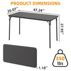 Table pliante 47", table de jeu portable robuste avec plateau en cuir PU et pieds en métal, aucun assemblage requis, utilisation intérieure et extérieure, table uniquement