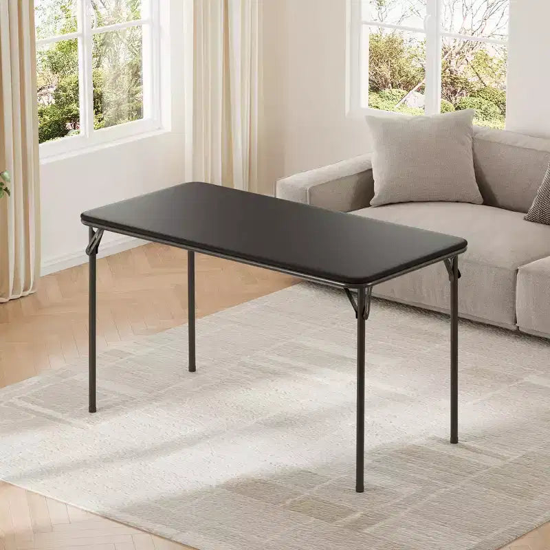 Table pliante 47", table de jeu portable robuste avec plateau en cuir PU et pieds en métal, aucun assemblage requis, utilisation intérieure et extérieure, table uniquement