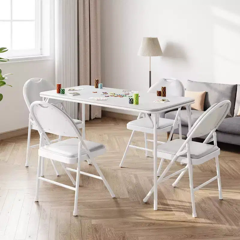 Table pliante 47", table de jeu portable robuste avec plateau en cuir PU et pieds en métal, aucun assemblage requis, utilisation intérieure et extérieure, table uniquement