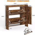 40.51 Armoire à chaussures avec 2 tiroirs basculants et placard latéral, étagère à chaussures organisatrice avec miroir et étagères réglables, marron foncé