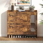 40.51 Armoire à chaussures avec 2 tiroirs basculants et placard latéral, étagère à chaussures organisatrice avec miroir et étagères réglables, marron foncé