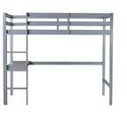 Lit superposé mezzanine avec bureau, lit mezzanine pour enfants, garçons, filles, cadre de lit mezzanine en bois, bureau et échelle intégrés, bois de caoutchouc gris