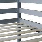 Lit superposé mezzanine avec bureau, lit mezzanine pour enfants, garçons, filles, cadre de lit mezzanine en bois, bureau et échelle intégrés, bois de caoutchouc gris