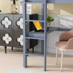 Lit superposé mezzanine avec bureau, lit mezzanine pour enfants, garçons, filles, cadre de lit mezzanine en bois, bureau et échelle intégrés, bois de caoutchouc gris
