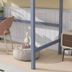 Lit superposé mezzanine avec bureau, lit mezzanine pour enfants, garçons, filles, cadre de lit mezzanine en bois, bureau et échelle intégrés, bois de caoutchouc gris