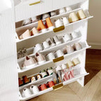 Meuble à chaussures fin avec 3 tiroirs basculants et 2 petits tiroirs, organisateur de rangement de chaussures dissimulé autoportant pour entrée, couloir, salon