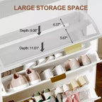 Meuble à chaussures fin avec 3 tiroirs basculants et 2 petits tiroirs, organisateur de rangement de chaussures dissimulé autoportant pour entrée, couloir, salon