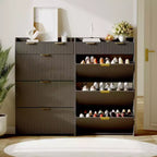 Meuble à chaussures fin avec 3 tiroirs basculants et 2 petits tiroirs, organisateur de rangement de chaussures dissimulé autoportant pour entrée, couloir, salon