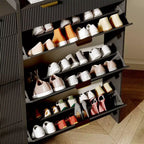 Meuble à chaussures fin avec 3 tiroirs basculants et 2 petits tiroirs, organisateur de rangement de chaussures dissimulé autoportant pour entrée, couloir, salon