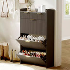 COZONY Slim Shoe Cabinet with 3 Flip Drawers & 2 Small Drawers, Freestanding Hidden Shoe Storage Organizer for Entryway, Hallway, Living Room