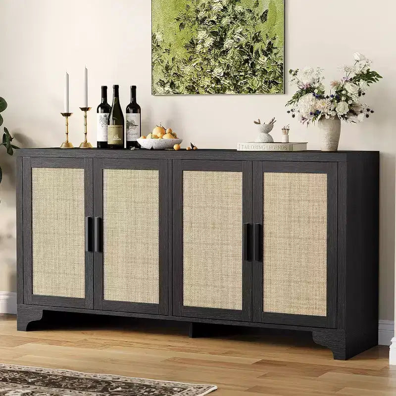 Buffet bahut à 4 portes, console d'entrée, meuble bar et buffet de rangement pour salle à manger, cuisine et salon