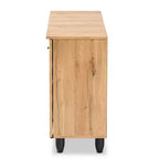 Meuble à 3 portes en bois Chêne marron/noir - : Style nautique, 6 étagères fixes, Structure en bois