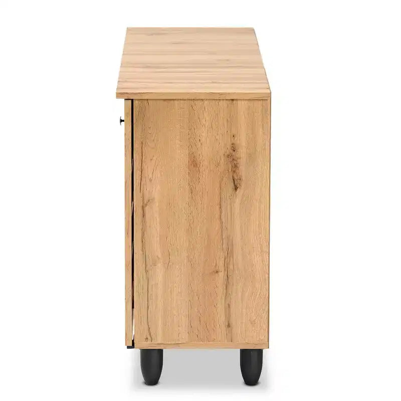 Meuble à 3 portes en bois Chêne marron/noir - : Style nautique, 6 étagères fixes, Structure en bois