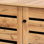 Meuble à 3 portes en bois Chêne marron/noir - : Style nautique, 6 étagères fixes, Structure en bois