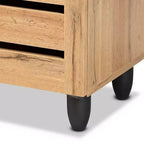 Meuble à 3 portes en bois Chêne marron/noir - : Style nautique, 6 étagères fixes, Structure en bois