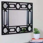 Miroir mural rectangulaire de style géométrique encadré de noir de 29,5 po