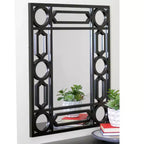 Miroir mural rectangulaire de style géométrique encadré de noir de 29,5 po