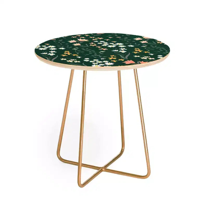 Table d'appoint motif fleurs de pré rondes - Deny Designs