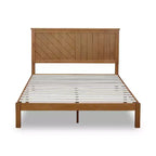 Cadre de lit plateforme en bois massif de 30 cm avec lattes en bois, grand lit