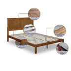 Cadre de lit plateforme en bois massif de 30 cm avec lattes en bois, grand lit