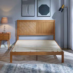 Cadre de lit plateforme en bois massif de 30 cm avec lattes en bois, grand lit