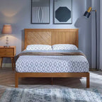 Cadre de lit plateforme en bois massif de 30 cm avec lattes en bois, grand lit